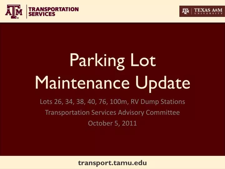 parking lot maintenance update