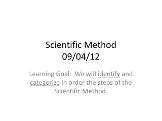 Scientific Method 09/04/12