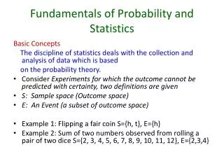 Fundamentals of Probability and Statistics