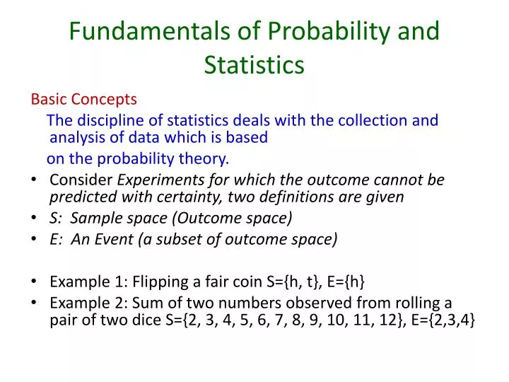 fundamentals of probability and statistics