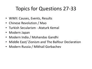 Topics for Questions 27-33