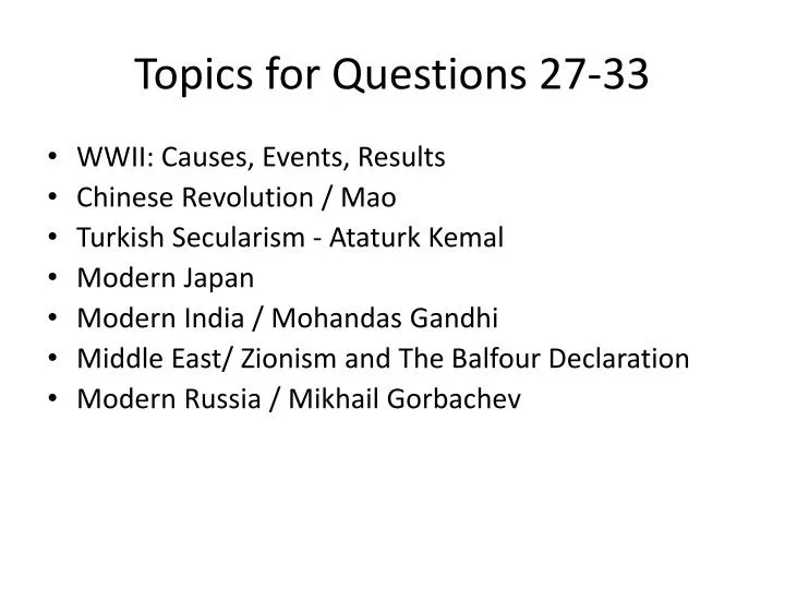 topics for questions 27 33
