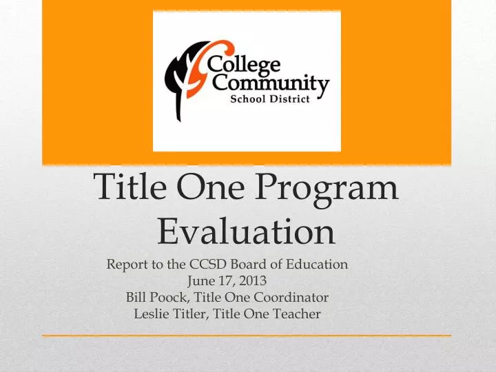 title one program evaluation
