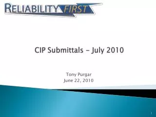 CIP Submittals - July 2010