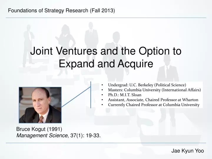 joint ventures and the option to expand and acquire