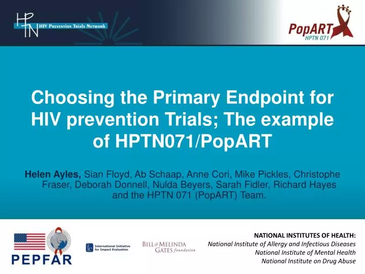 choosing the primary endpoint for hiv prevention trials the example of hptn071 popart