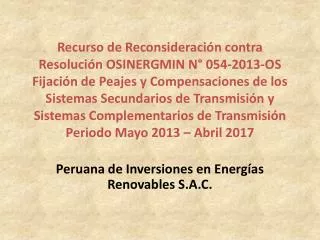 peruana de inversiones en energ as renovables s a c
