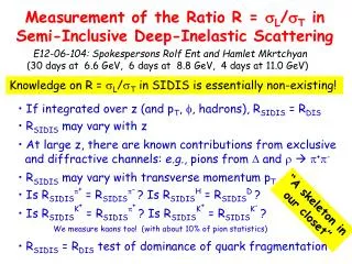 Measurement of the Ratio R = s L / s T in Semi-Inclusive Deep-Inelastic Scattering
