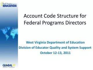 Account Code Structure for Federal Programs Directors