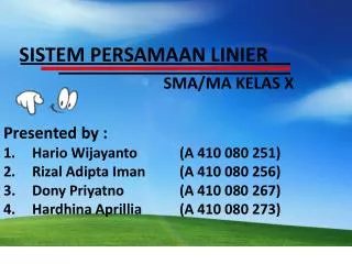sistem persamaan linier