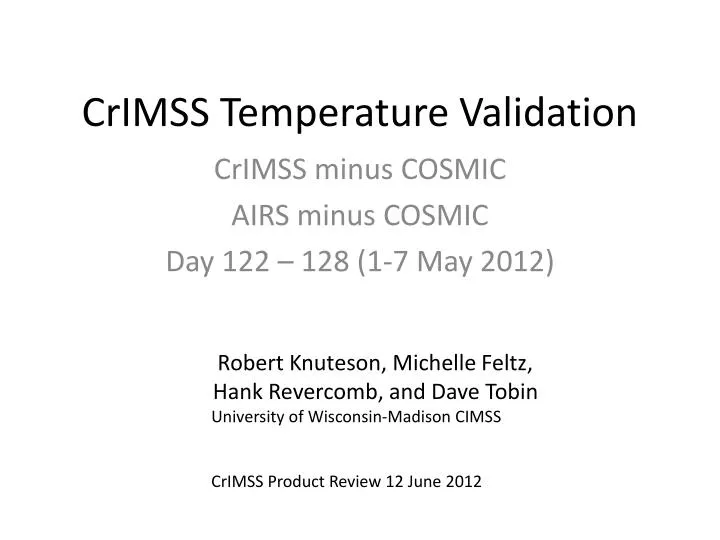 crimss temperature validation
