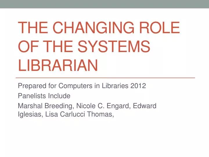 the changing role of the systems librarian