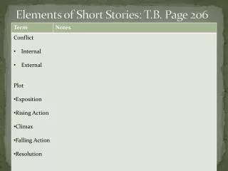 elements of short stories t b page 206