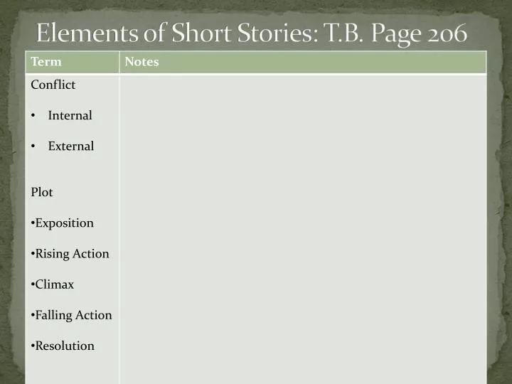elements of short stories t b page 206