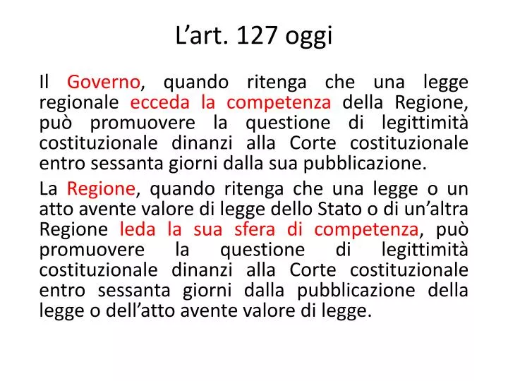 l art 127 oggi