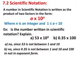 7.2 Scientific Notation: