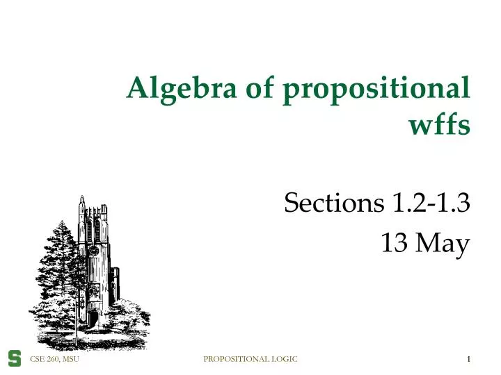 algebra of propositional wffs