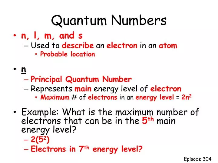 quantum numbers