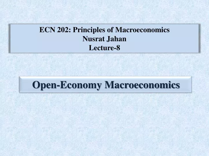 ecn 202 principles of macroeconomics nusrat jahan lecture 8