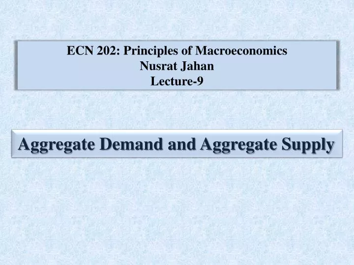ecn 202 principles of macroeconomics nusrat jahan lecture 9
