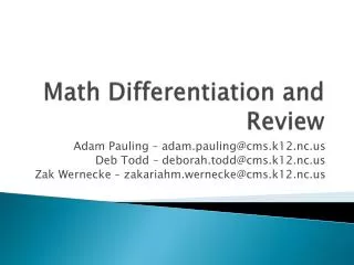Math Differentiation and Review