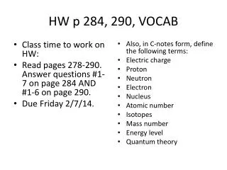 hw p 284 290 vocab