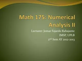 math 175 numerical analysis ii