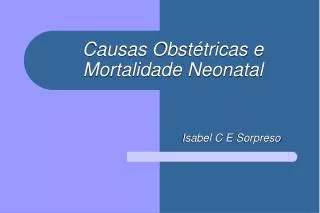 causas obst tricas e mortalidade neonatal