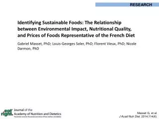 Masset G, et al. J Acad Nutr Diet . 2014;114(6).