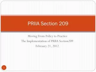 PRIIA Section 209