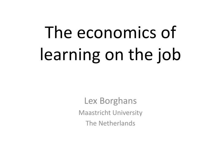 the economics of learning on the job