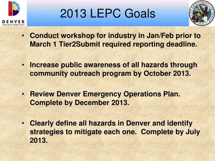 2013 lepc goals