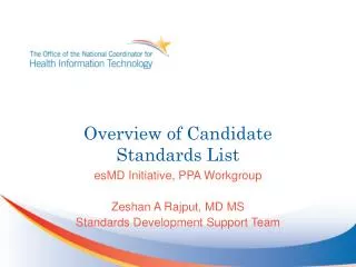 Overview of Candidate Standards List