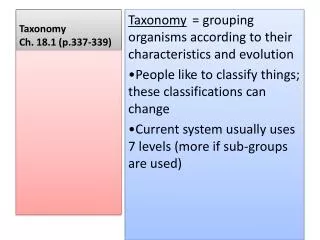 Taxonomy Ch. 18.1 (p.337-339)