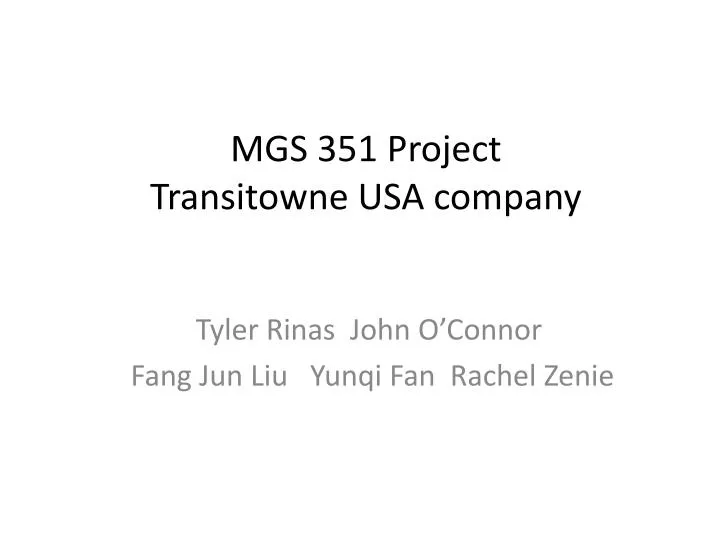 mgs 351 project transitowne usa company