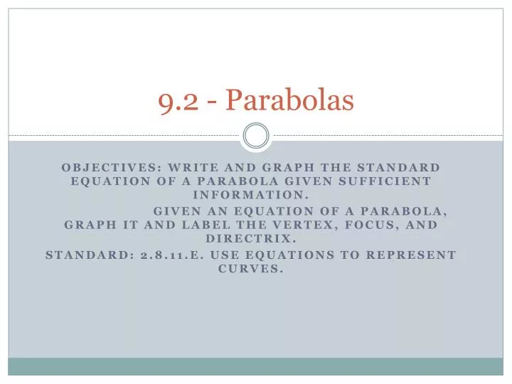 9 2 parabolas