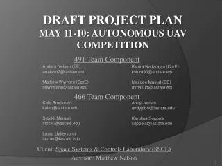Draft Project Plan May 11-10: Autonomous UAV Competitio n