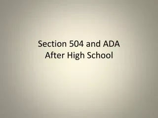 Section 504 and ADA After High School