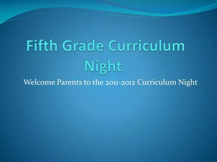 fifth grade curriculum night