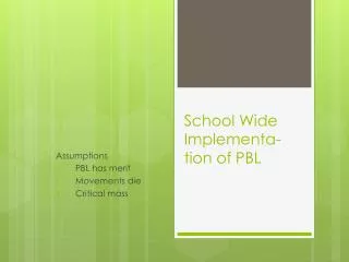 School Wide Implementa-tion of PBL