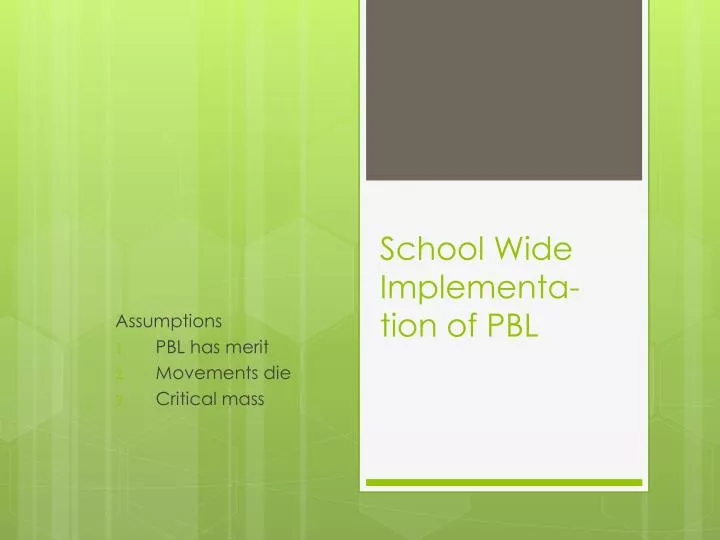 school wide implementa tion of pbl
