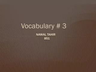 Vocabulary # 3