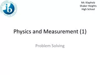 physics and measurement 1