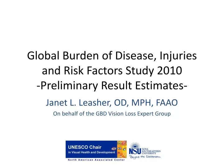 global burden of disease injuries and risk factors study 2010 preliminary result estimates