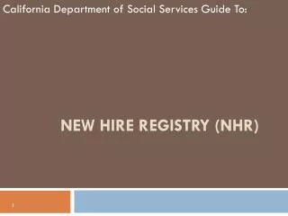 New Hire Registry (NHR)
