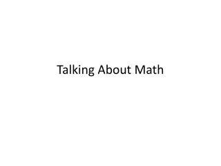 Talking About Math