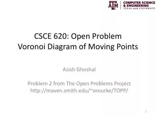 CSCE 620: Open Problem Voronoi Diagram of Moving Points