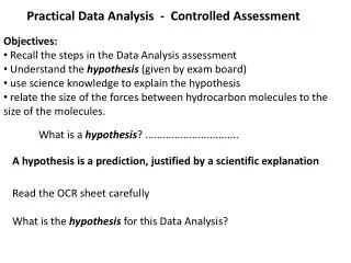Practical Data Analysis - Controlled Assessment
