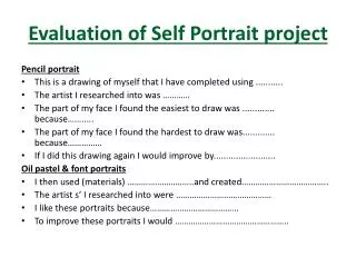 Evaluation of Self Portrait project