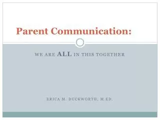 Parent Communication: